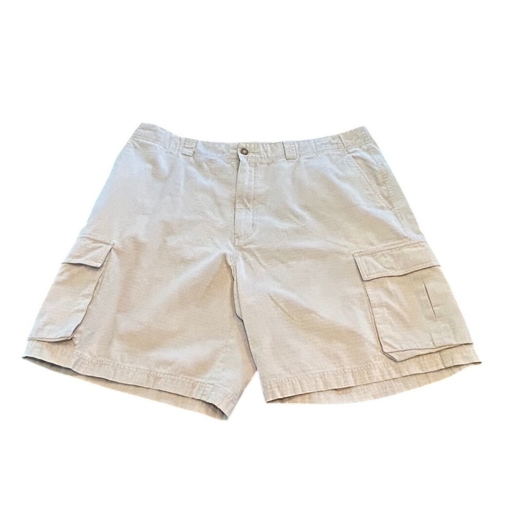 Geoffrey Beene Cargo Shorts Mens Sz 38 Off White Ripstop Cotton‎ Utility Pocket